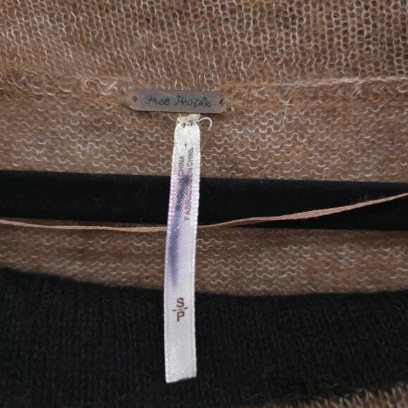 Free People Oversize Lulu Rugby Stripe Cowl Alpaca Wool Stretchy Sheer Sweater S - Picture 4 of 10